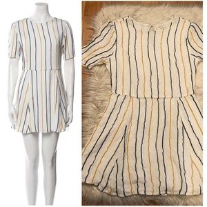 Tularosa 3D Stripe Textured Fabric Short Sleeves White Womens Mini Dress size L